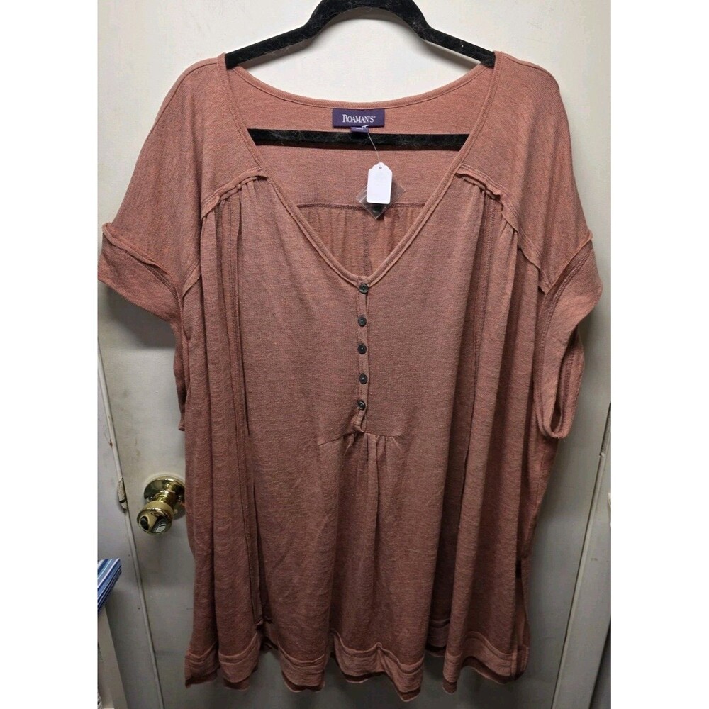 NWOT Roamans Plus Size 3X 30/32W Lightweight Sweater Dusty Pink Cap Sleeve